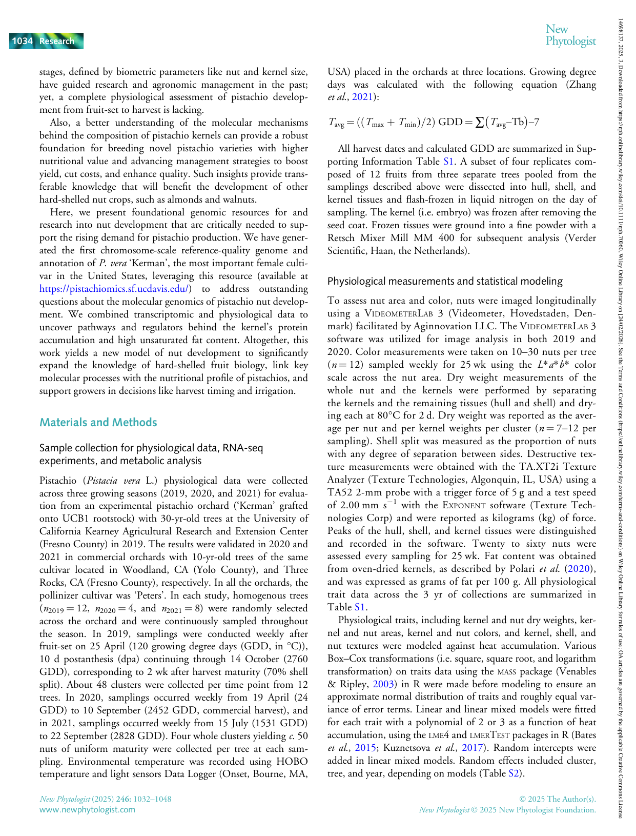 Pistachio nut development across four stages